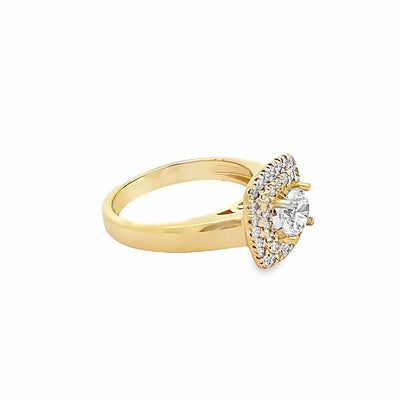 14k Yellow Gold Round Diamond Halo Engagement Ring Setting (0.51ctw.)