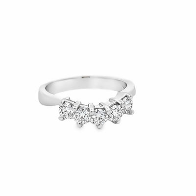 14k White Gold Round Diamond Shared Prong Curved Anniversary Band (0.75ctw.)