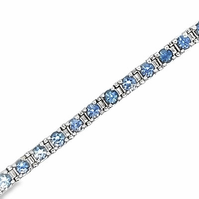 14k White Gold Round Ombre Blue Sapphire Line Bracelet (4.48ctw.)