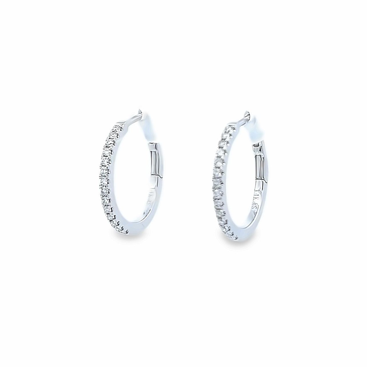 14k White Gold Round Diamond Hoop Earrings (0.22ctw.)