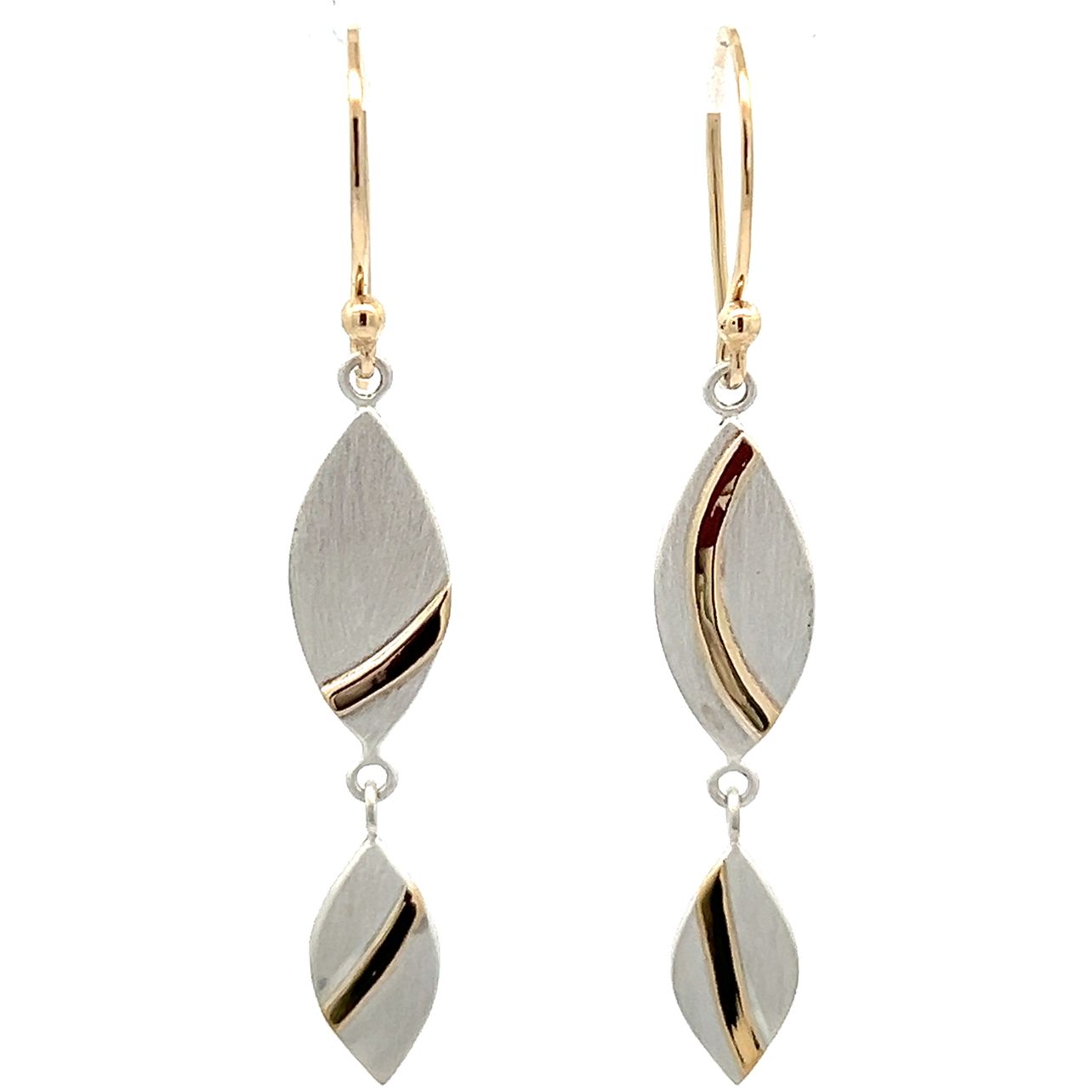 Satin Finish Sterling Silver and 14k Yellow Gold Pathways Earrings by Paul Richter