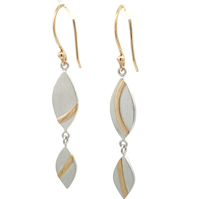 Satin Finish Sterling Silver and 14k Yellow Gold Pathways Earrings by Paul Richter
