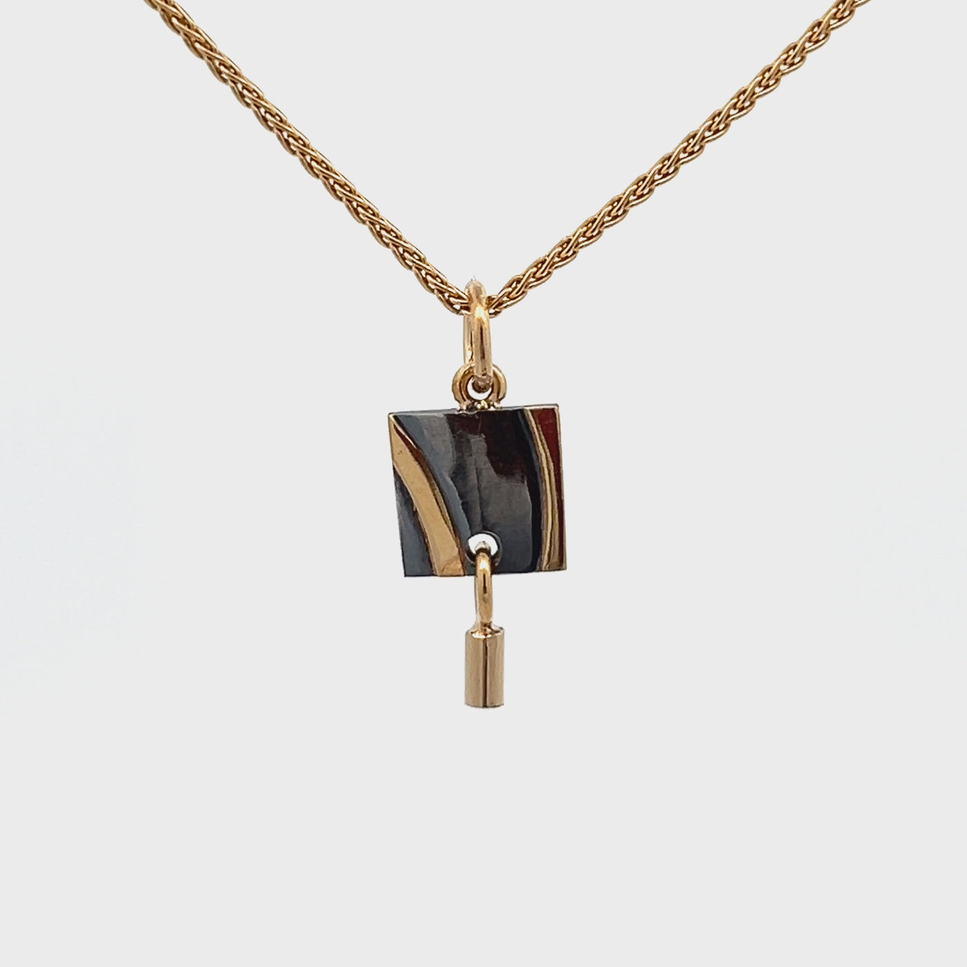 Oxidized Sterling Silver and 18k Yellow Gold Pathways Pendant by Paul Richter