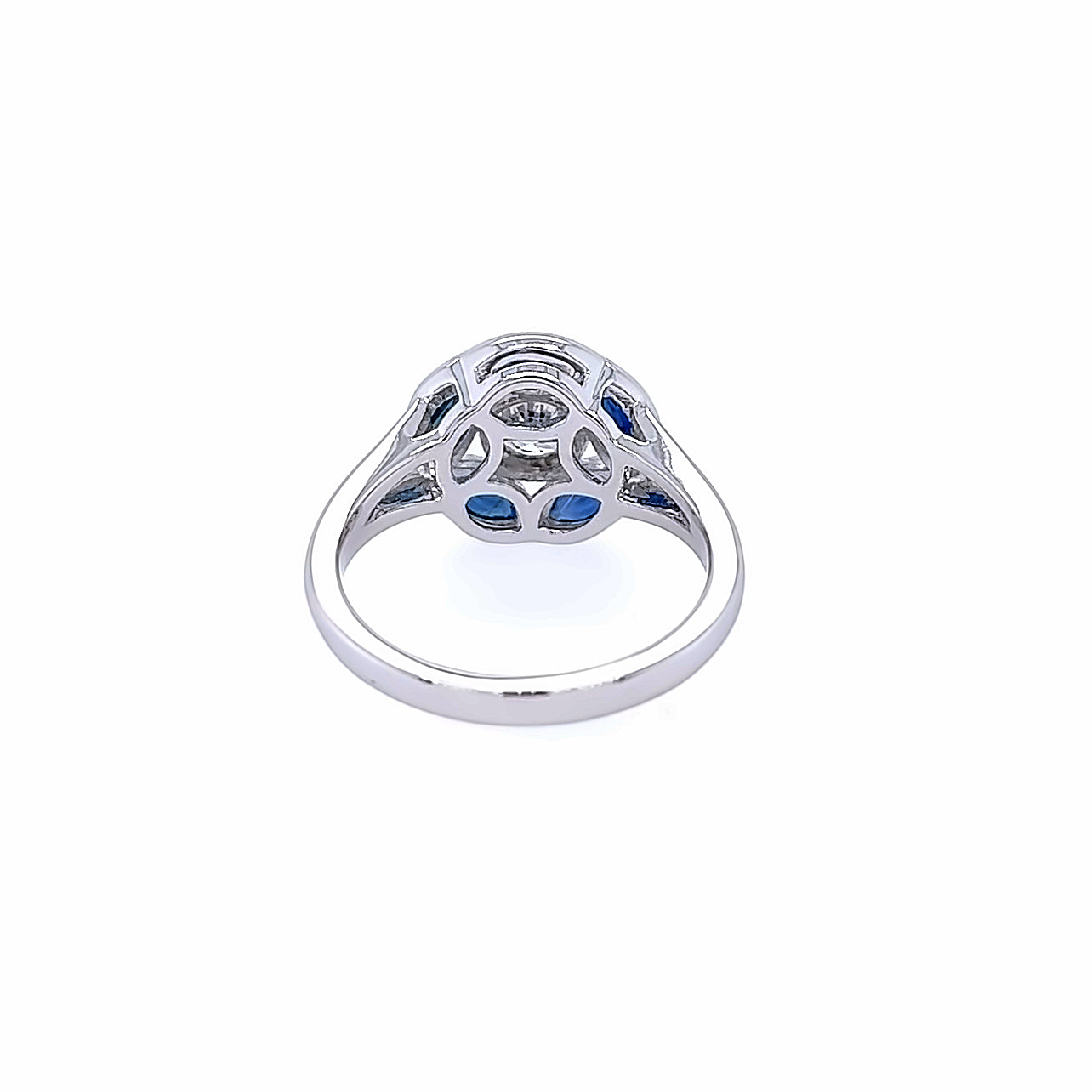 14k White Gold Round Diamond and Marquise Sapphire Halo Ring (0.50ct.)