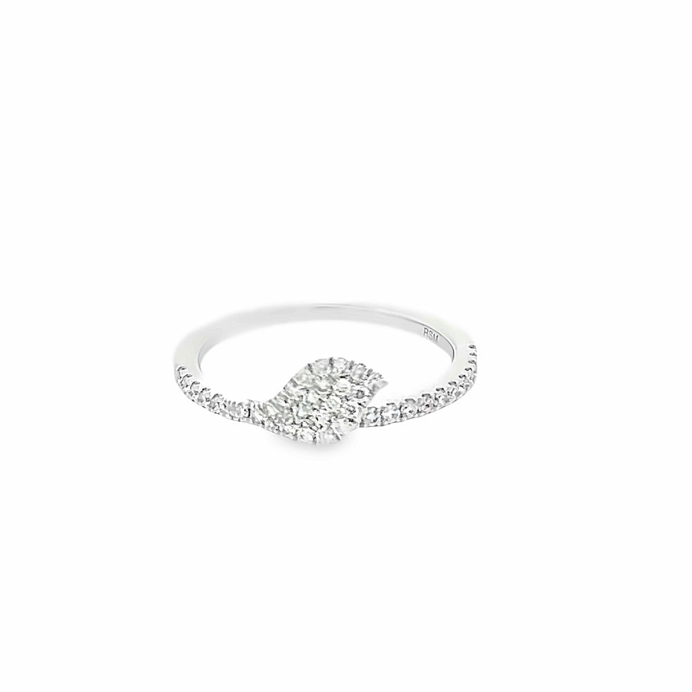 14k White Gold Round Diamond Leaf Ring (0.26ctw.)
