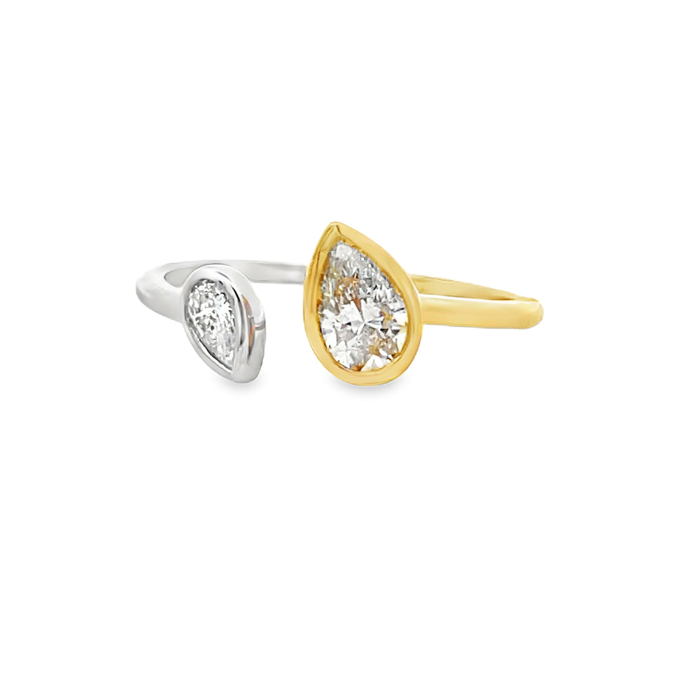 18k Two Tone Gold Fancy Cut Yellow and White Diamond Ring (0.55ctw.)