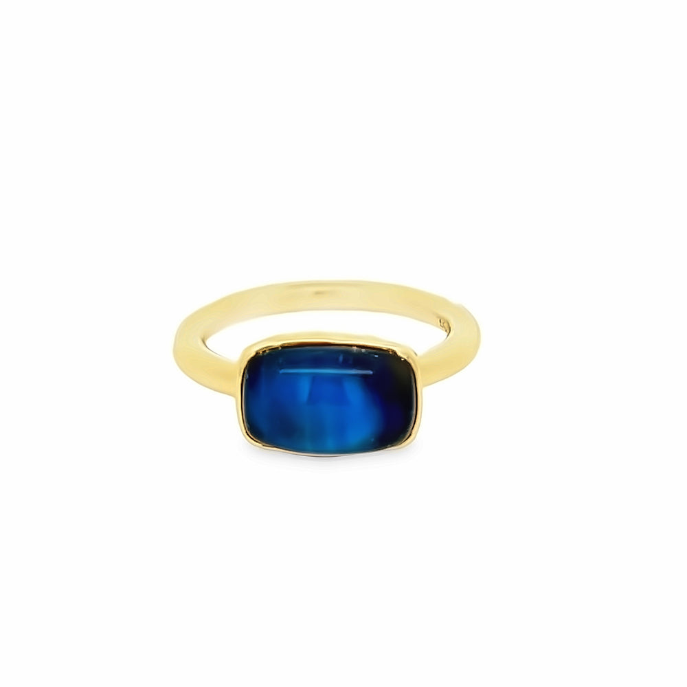 14k Yellow Gold Cushion Cut Moonstone Bezel Ring by Paul Richter (4.88ct.)