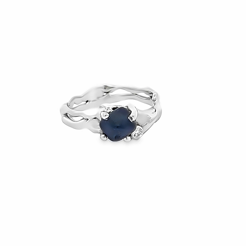 14k White Gold Sapphire Crystal and Diamond Wisteria Ring by Paul Richter (1.60ct.)