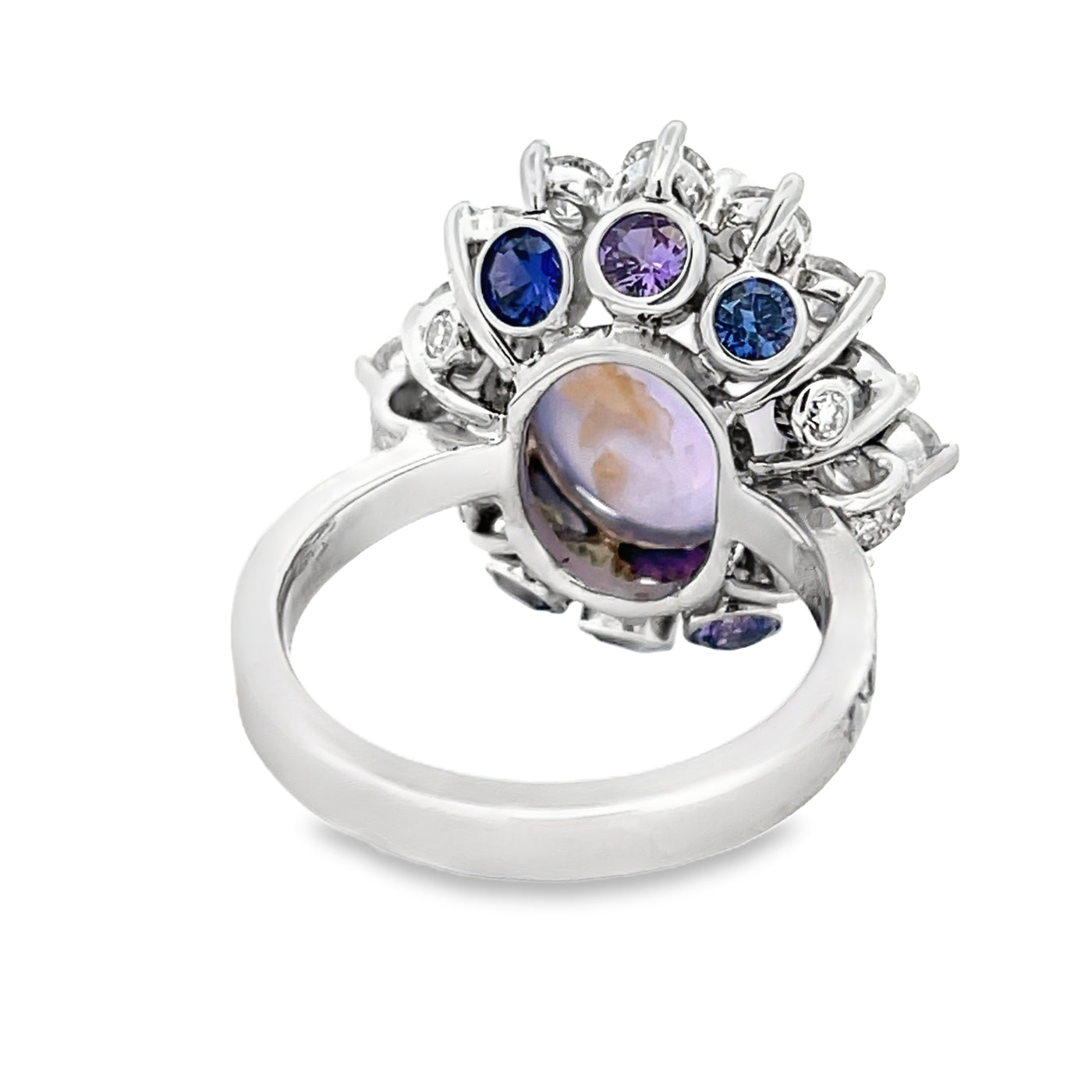 14k Oval Cabochon Lavender Star Sapphire and Diamond Halo Ring by Paul Richter (14.78ct.)