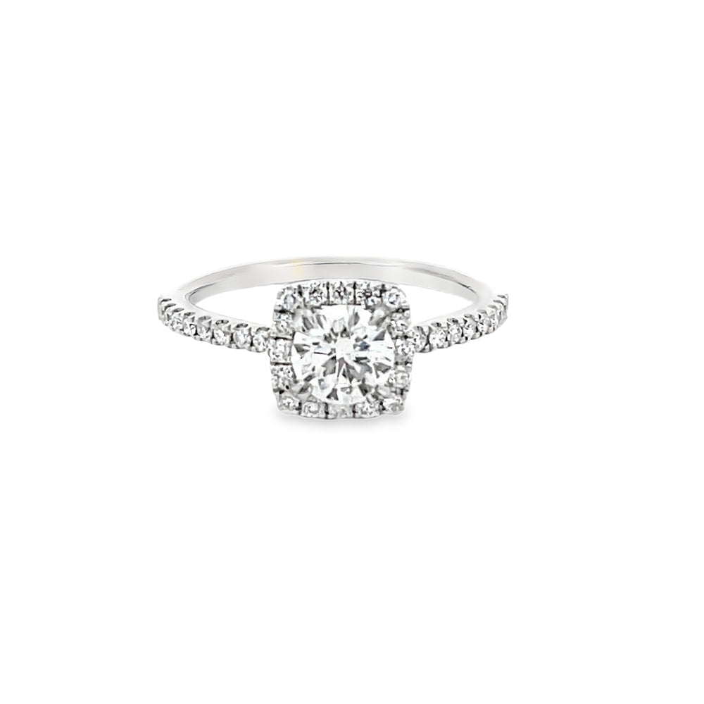 18k White Gold Round Lab Grown and Natural Diamond Halo Engagement Ring (1.0ctw)