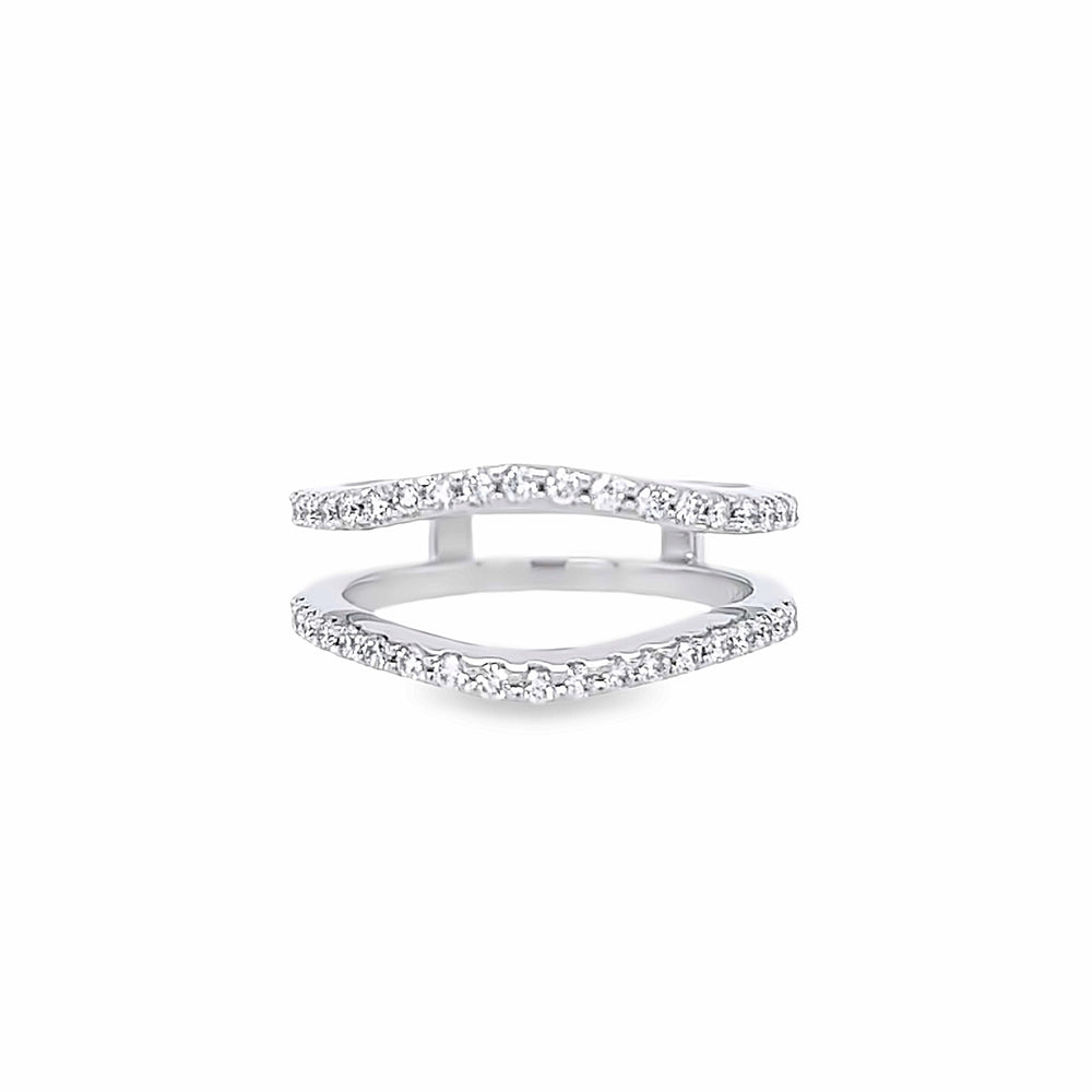 14k White Gold Round Diamond Curved Insert Wedding Band (0.38ctw.)