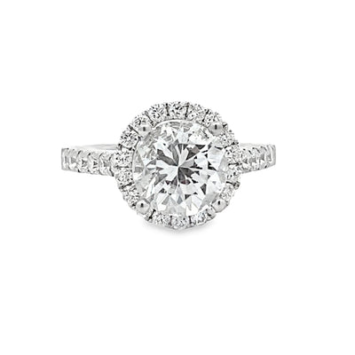 18k White Gold Round Diamond Prong Set Halo Engagement Ring Setting (0.85ctw.)