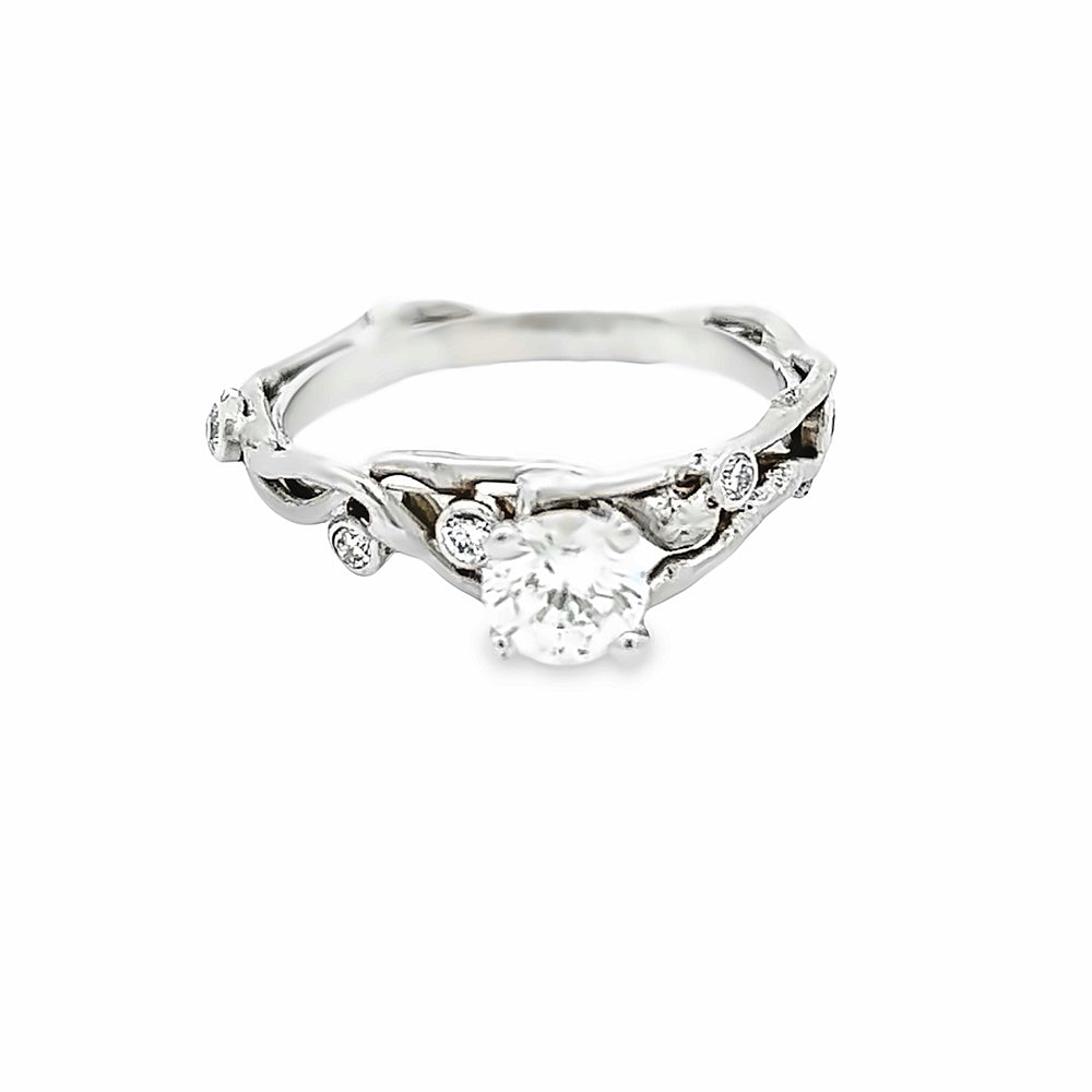 14k White Gold Round Diamond Wisteria Engagement Ring Setting by Paul Richter (0.09ctw.)