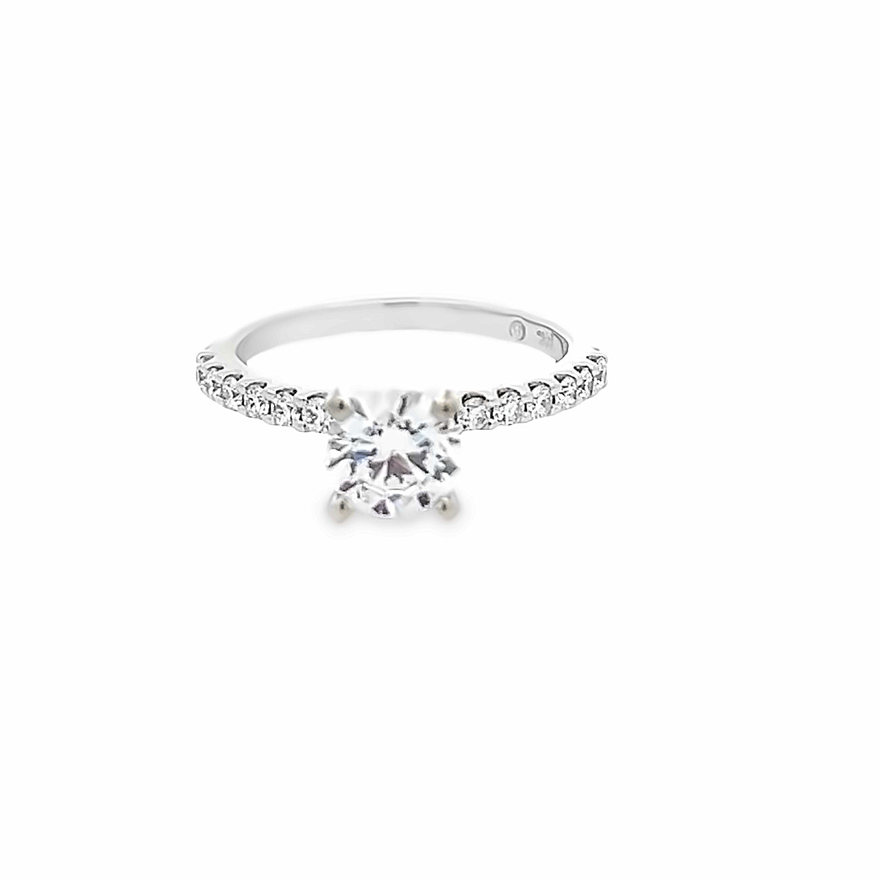 14k White Gold Round Diamond Prong Set Engagement Ring Setting (0.38ctw)