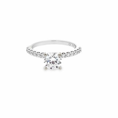 14k White Gold Round Diamond Prong Set Engagement Ring Setting (0.38ctw)