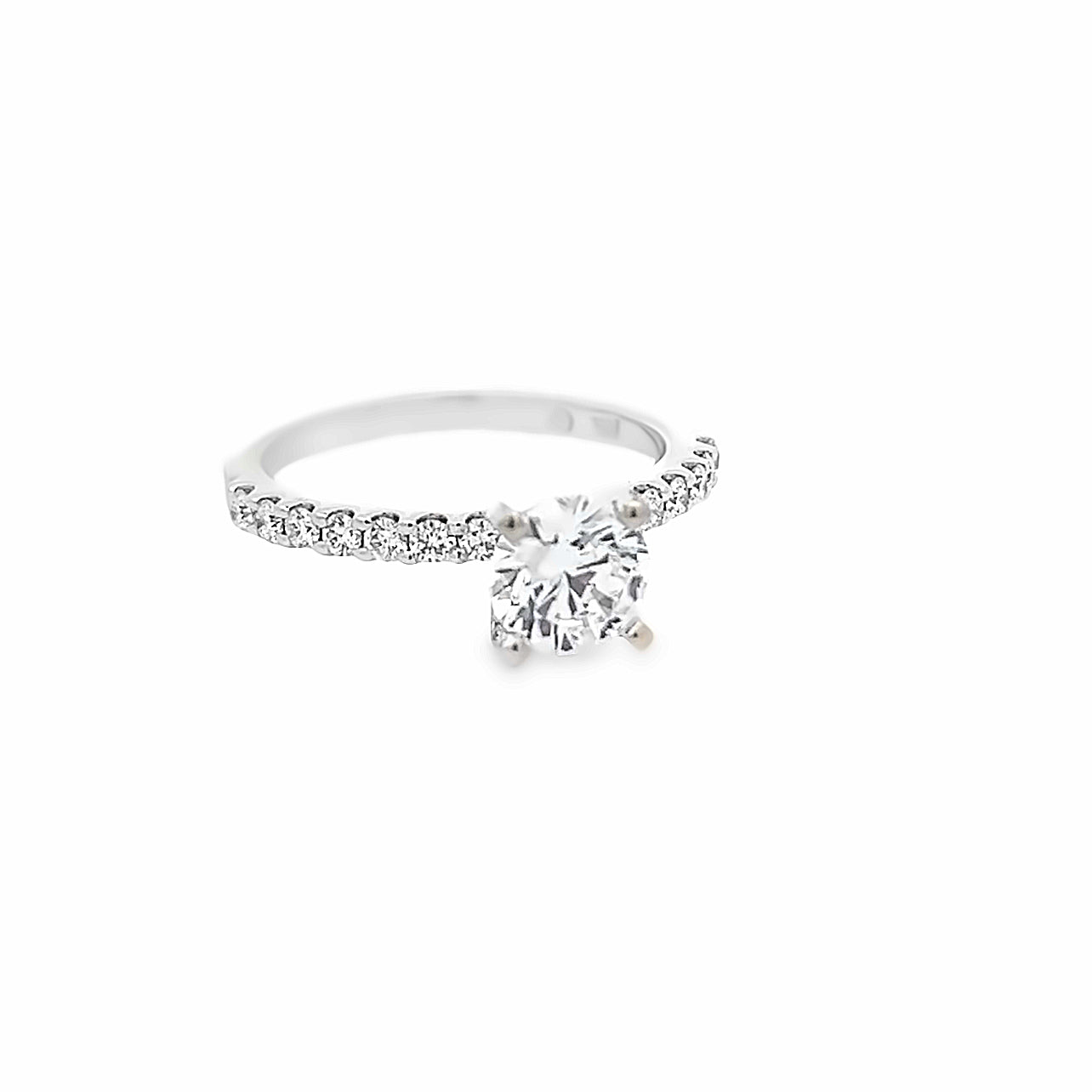 14k White Gold Round Diamond Prong Set Engagement Ring Setting (0.38ctw)