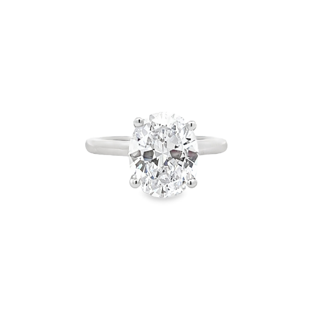 14k White Gold Round Diamond Hidden Halo Engagement Ring Setting for an 11x9mm Oval Center Stone (0.09ctw.)