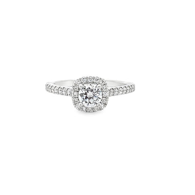 14k White Gold Round Diamond Halo Engagement Ring Setting (0.28ctw.)