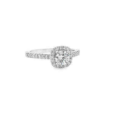 14k White Gold Round Diamond Halo Engagement Ring Setting (0.28ctw.)