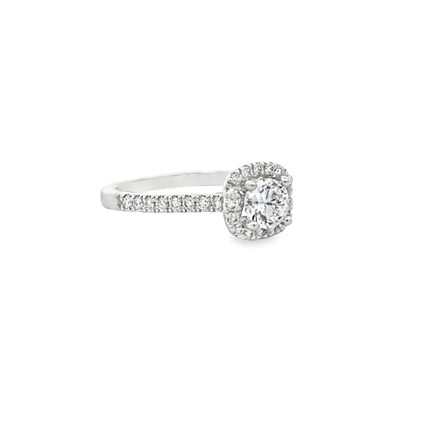 14k White Gold Round Diamond Halo Engagement Ring Setting (0.28ctw.)