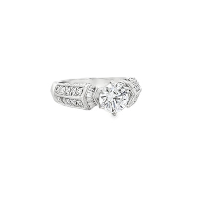 14k White Gold Round and Baguette Cut Diamond Engagement Ring Setting (0.66ctw.)