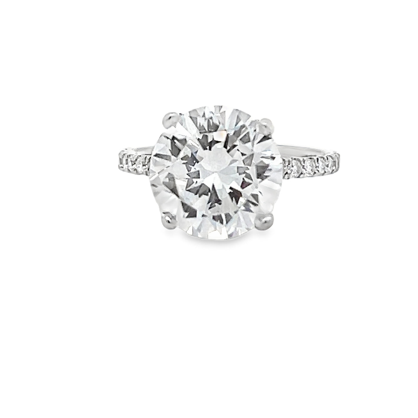 14k White Gold Round Diamond Prong Set Hidden Halo Engagement Ring Setting (0.51ctw.)