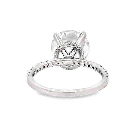 14k White Gold Round Diamond Prong Set Hidden Halo Engagement Ring Setting (0.51ctw.)