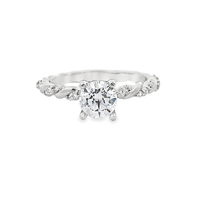 14k White Gold Round Diamond Prong Set Braided Twist Engagement Ring Setting (0.15ctw.)