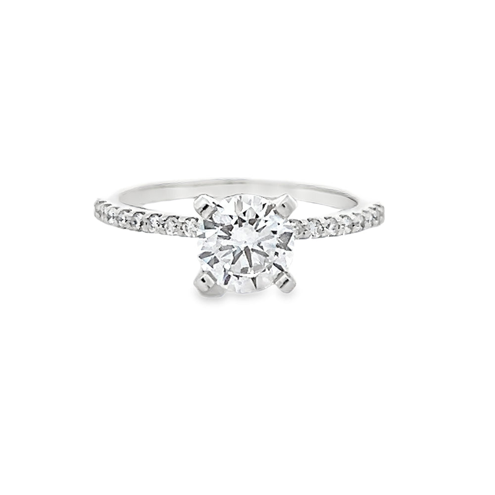 14k White Gold Round Diamond Shared Prong Engagement Ring Setting (0.18ctw.)