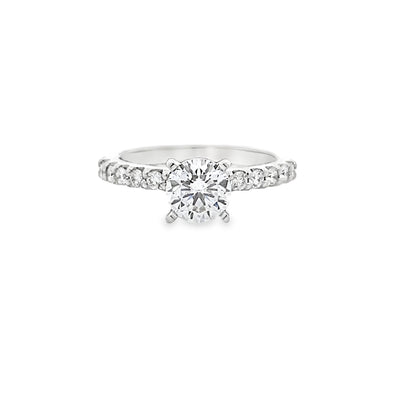 14k White Gold Round Diamond Shared Prong Engagement Ring Setting (0.42ctw.)