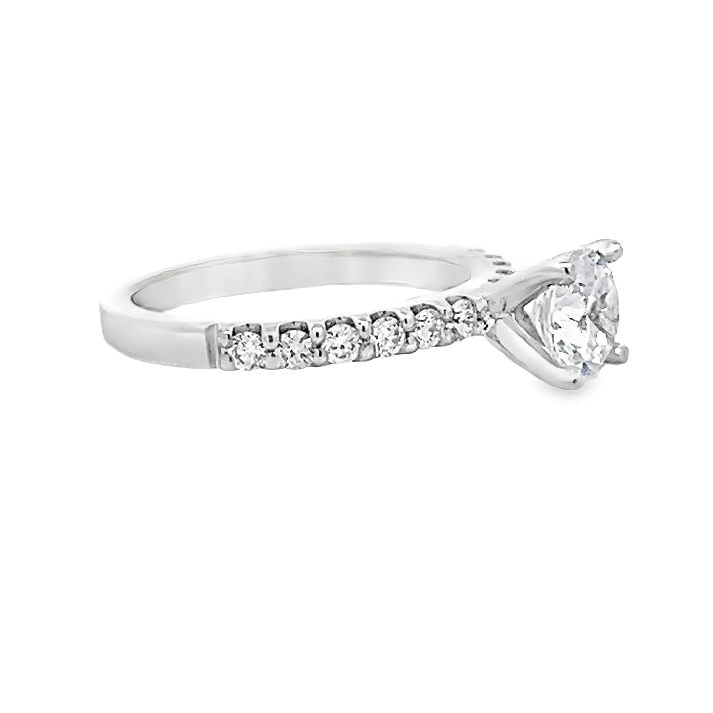 14k White Gold Round Diamond Shared Prong Engagement Ring Setting (0.42ctw.)