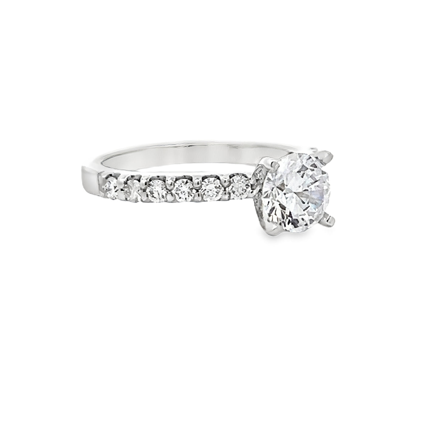 14k White Gold Round Diamond Shared Prong Engagement Ring Setting (0.42ctw.)