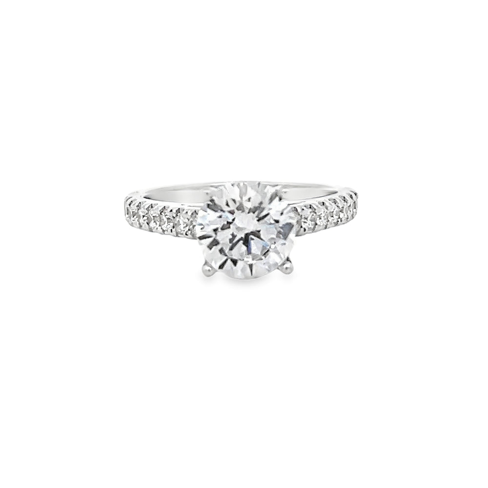 14k White Gold Round Diamond Prong Set Engagement Ring Setting (0.36ctw)