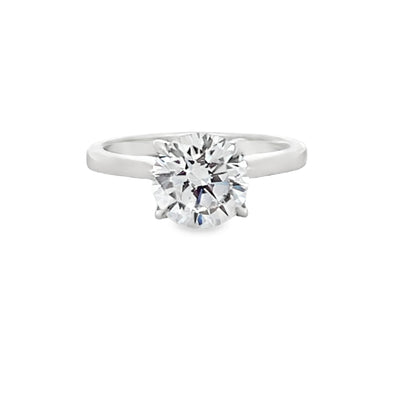 14k White Gold Round Diamond Prong Set Hidden Halo Engagement Ring Setting (0.13ctw.)