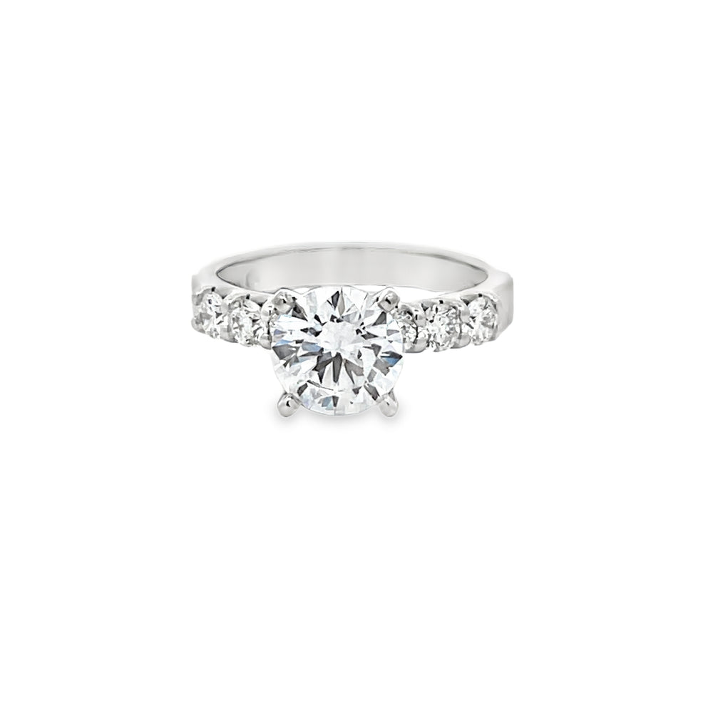 14k White Gold Round Diamond Shared Prong Set Engagement Ring Setting (0.60ctw.)