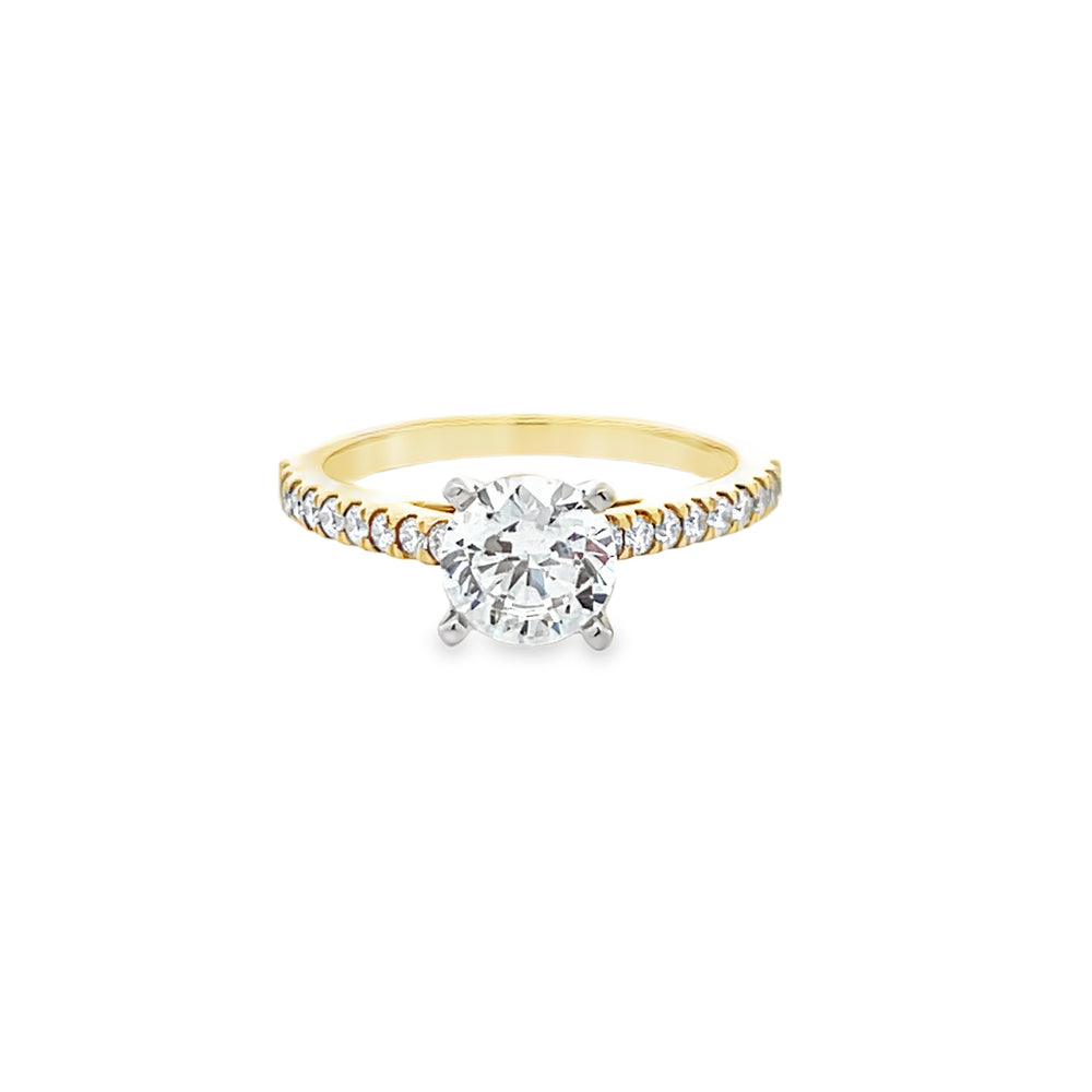 14k Yellow Gold Round Diamond French Set Engagement Ring Setting (0.30ctw)