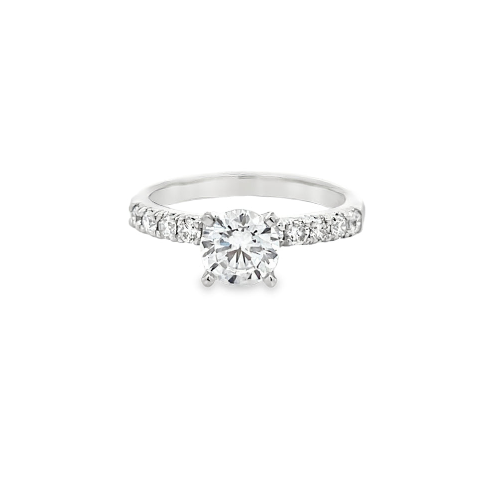 14k White Gold Round Diamond French Set Engagement Ring Setting (0.34ctw.)