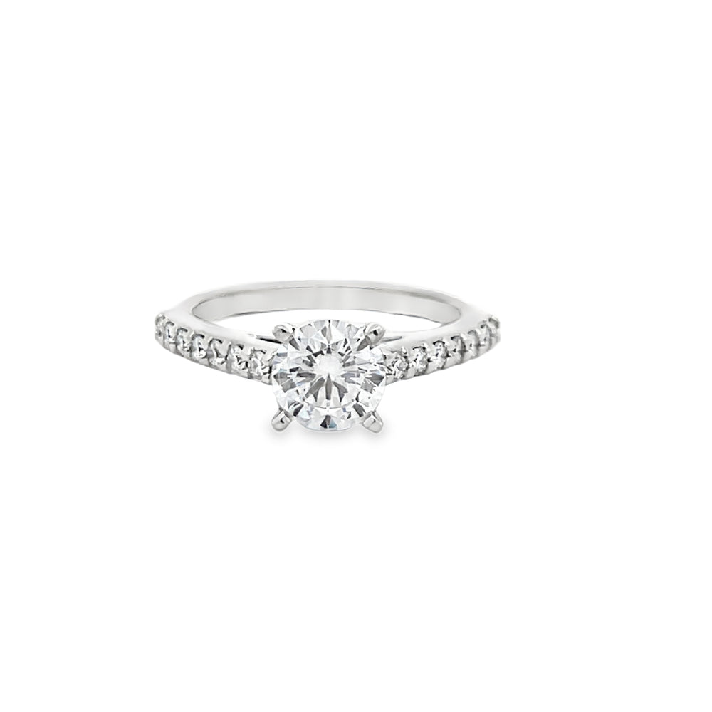 14k White Gold Round Diamond French Set Engagement Ring Setting (0.28ctw.)