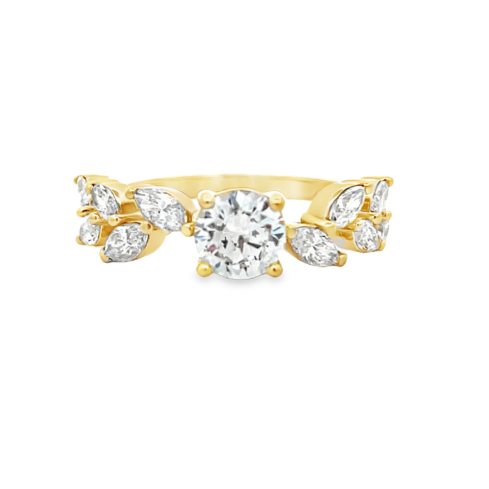 14k Yellow Gold Prong Set Marquise Diamond Engagement Ring Setting (0.80ctw.)