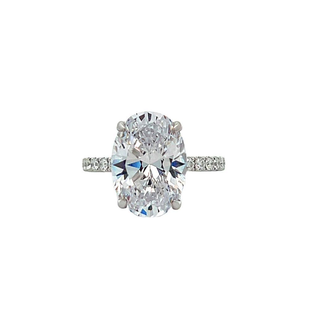 18kt White Gold Round Diamond Prong Set Hidden Halo Engagement Ring Setting for an Oval Center Stone (0.51ctw.)