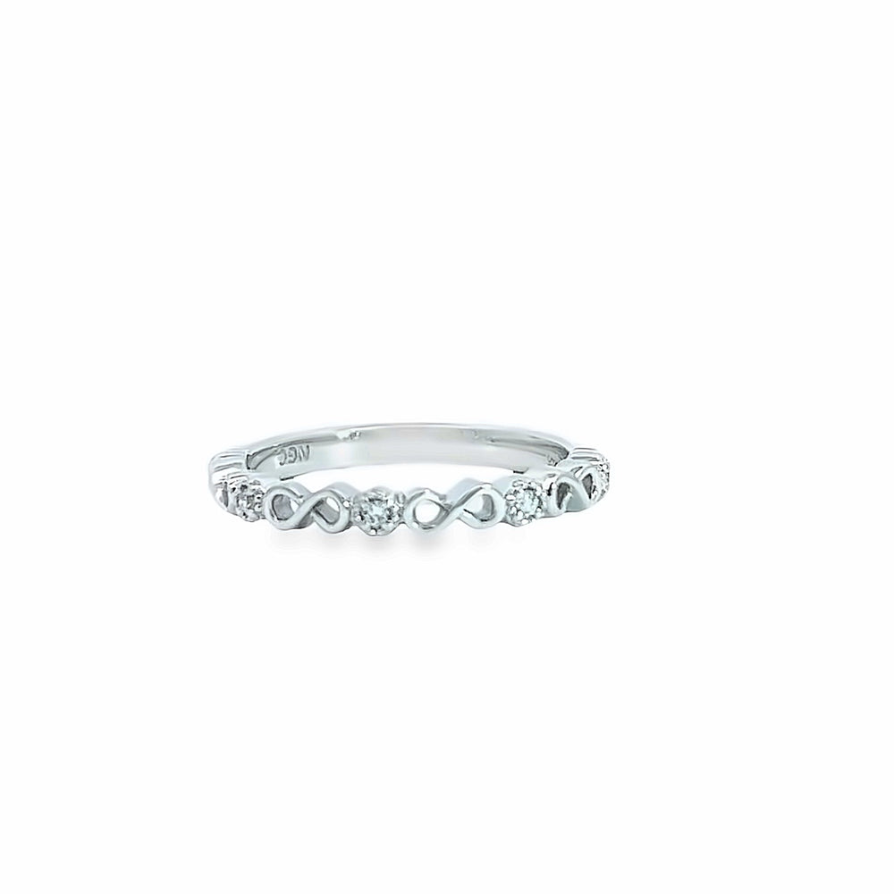 14k White Gold Round Diamond Bezel Set Infinity Anniversary Band (0.05ctw.)