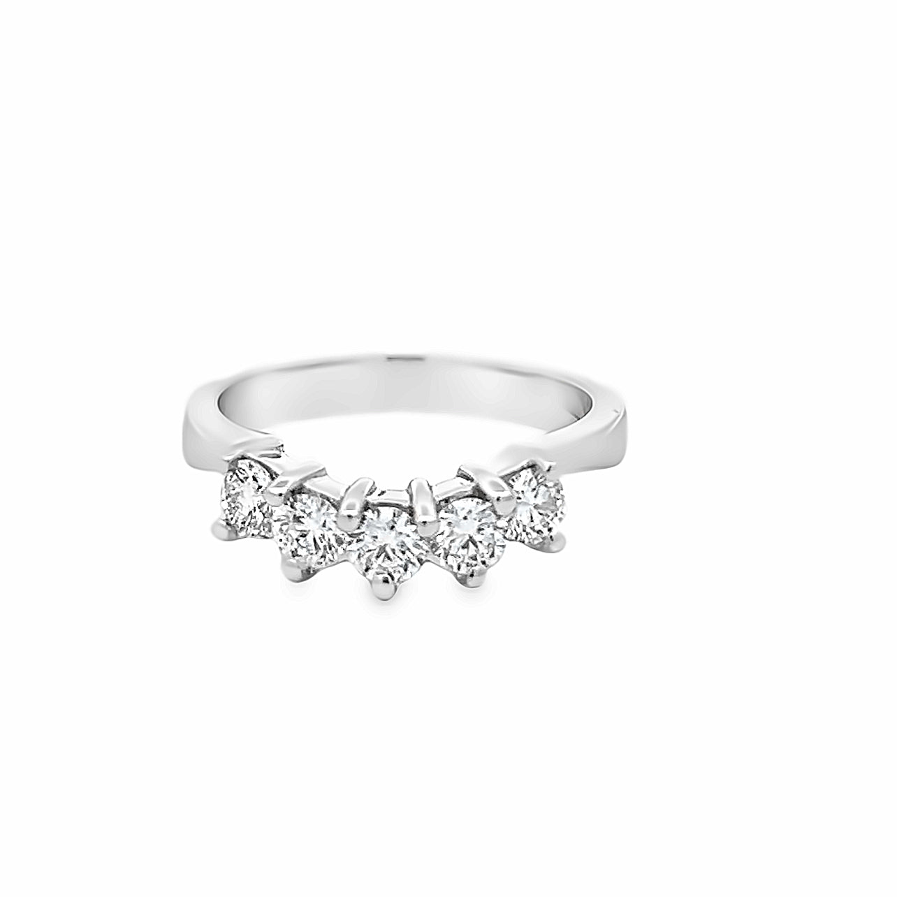 14k White Gold Round Diamond Shared Prong Curved Anniversary Band (0.75ctw.)