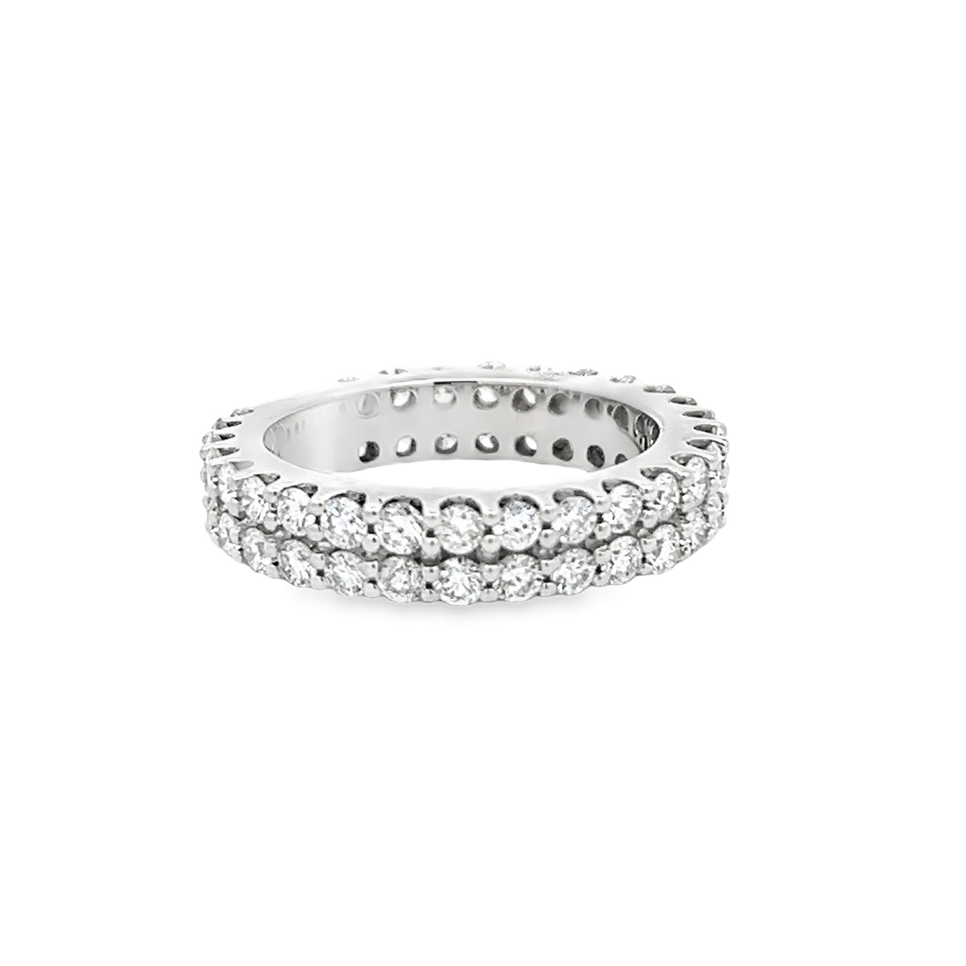 14k White Gold Round Diamond Double Row Anniversary Band (2.40ctw.)