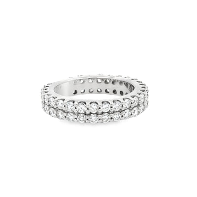 14k White Gold Round Diamond Double Row Anniversary Band (2.40ctw.)