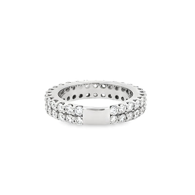 14k White Gold Round Diamond Double Row Anniversary Band (2.40ctw.)