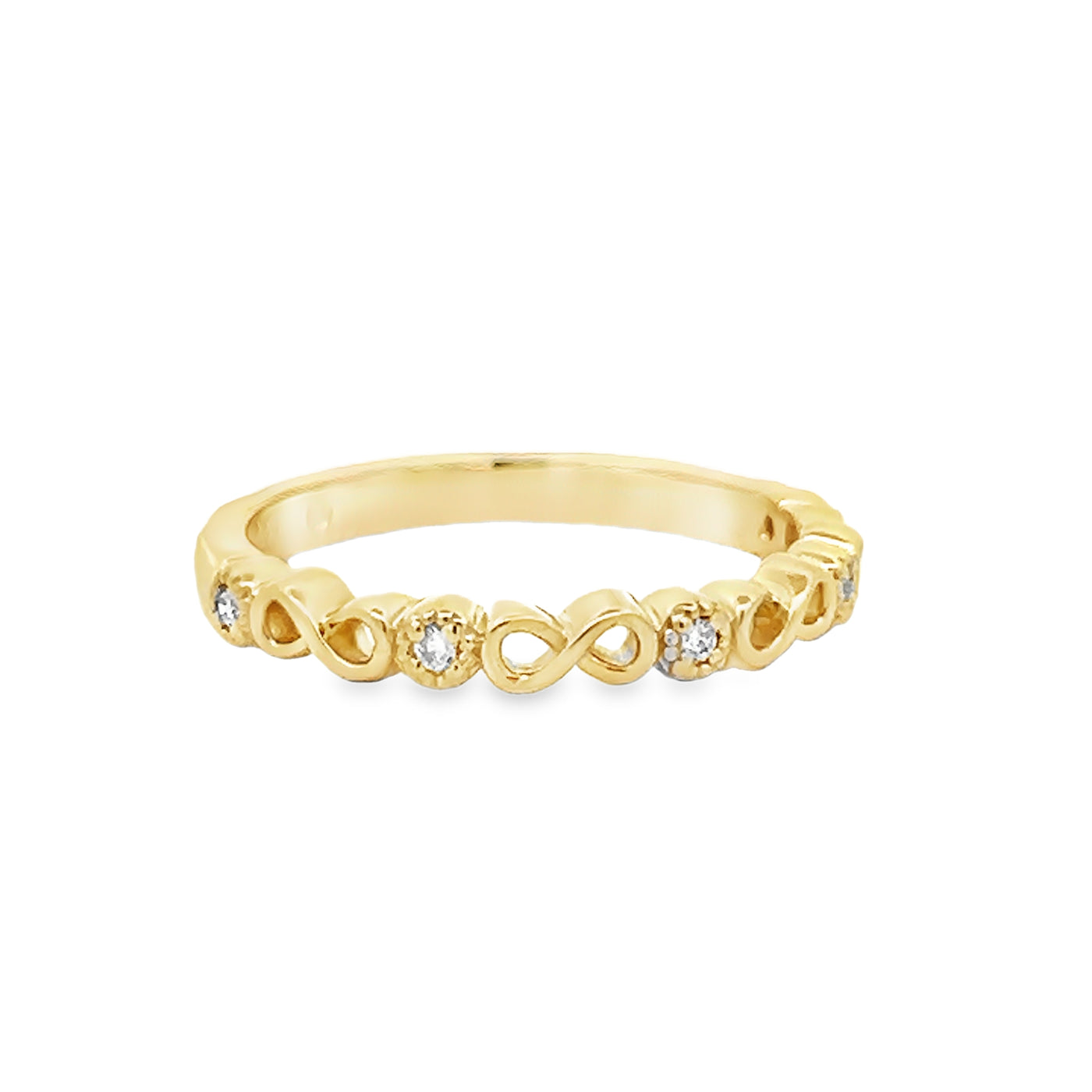 14k Yellow Gold Round Diamond Bezel Set Infinity Anniversary Band (0.05ctw.)