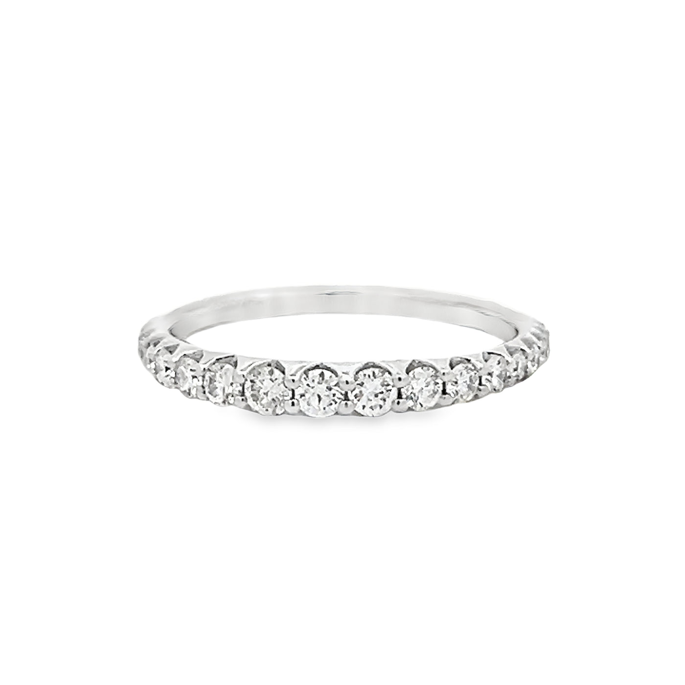 14k White Gold Graduated Round Diamond Shared Prong Anniversary Band (0.48ctw.)