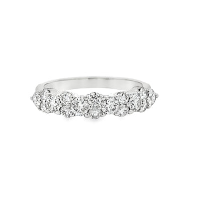 14k White Gold Round Diamond Alternating Pattern Anniversary Band (0.83ctw.)