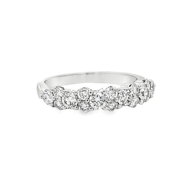 14k White Gold Round Diamond Alternating Pattern Anniversary Band (0.83ctw.)