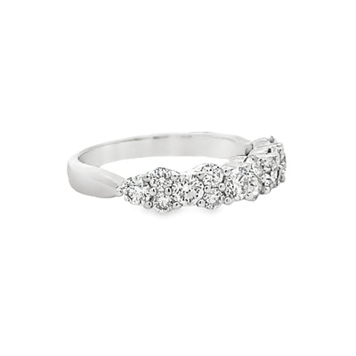 14k White Gold Round Diamond Alternating Pattern Anniversary Band (0.83ctw.)